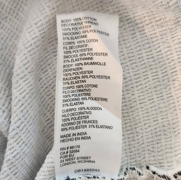 EUC ANTHROPOLOGIE SMOCKED SWEETHEART TUBE TOP BLACK/WHITE SZ L - Picture 15 of 15